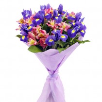 Bouquet of irises and alstromeries Antonina
